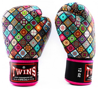 Боксерские перчатки Twins Special с рисунком (FBGVS3-MS pink)
